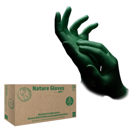 Ampri Nature Gloves biologisch afbreekbare nitril handschoenen van medische kwaliteit per 100 stuks