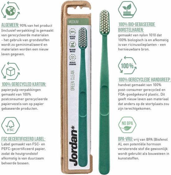 Jordan Green Clean tandenborstel gemaakt van recycled plastic per stuk