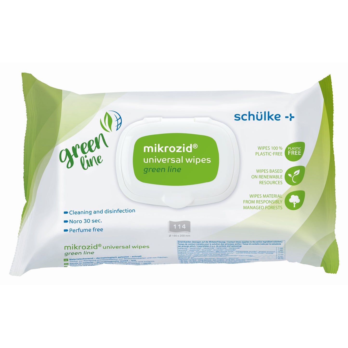 Mikrozid® green line 100% plasticvrije desinfectie doekjes per 114 stuks