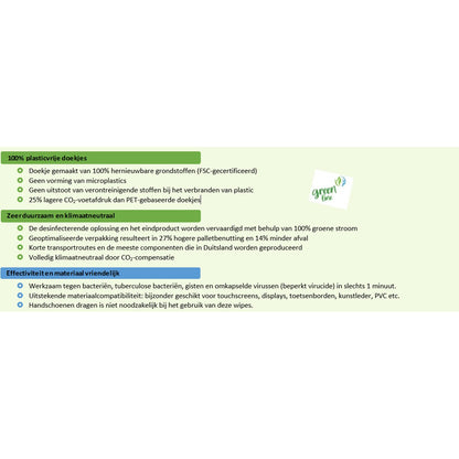 Mikrozid® green line 100% plasticvrije desinfectie doekjes per 114 stuks